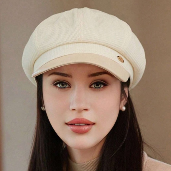 Classic Vegan Leather Newsboy Style Cap - Picture 4 of 6